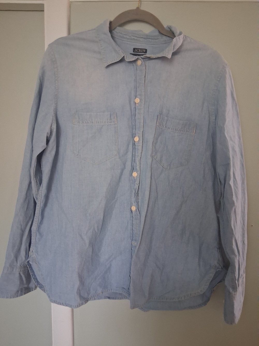 J. Crew Light Blue Denim Button-Down Shirt - Women's Casual